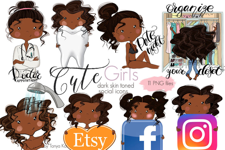 Planner Social Icons African American Girls