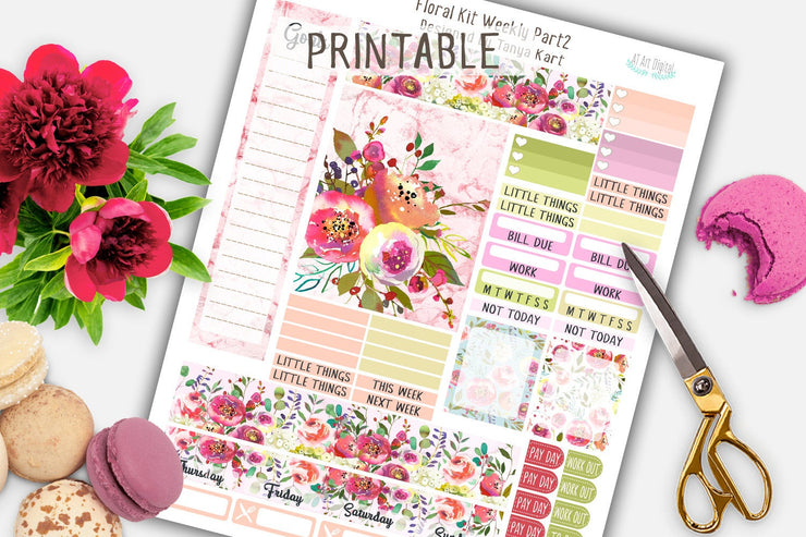 Floral Weekly Printable Kit Erin Condren Life Planner