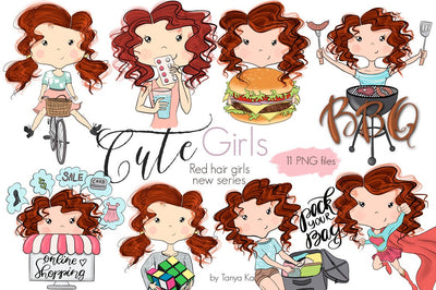 Planner Stickers Red Hair Girls