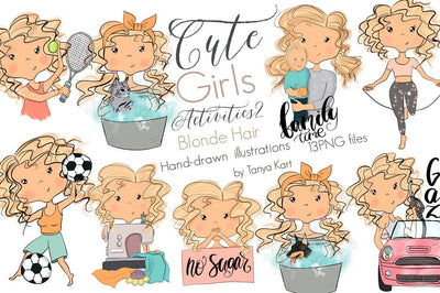 Girls Blonde Hair Planner Icons