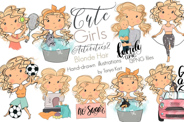 Girls Blonde Hair Planner Icons