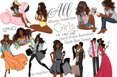 African American Fashion Girls Clipart