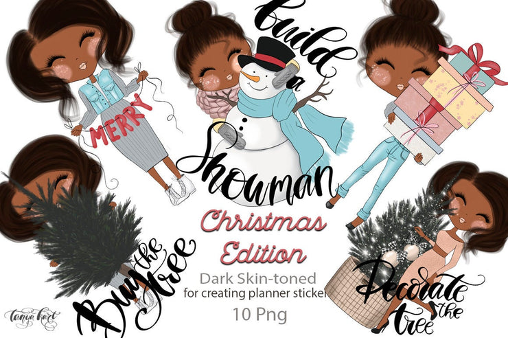 Planner African American Christmas Clipart
