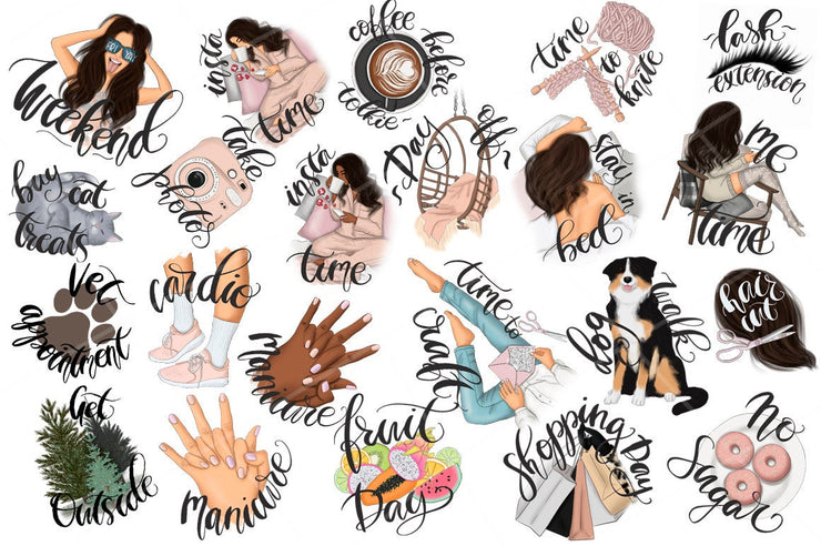 Planner Stickers Hand-Drawn Clipart