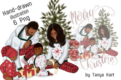 Family Christmas African American Clipart