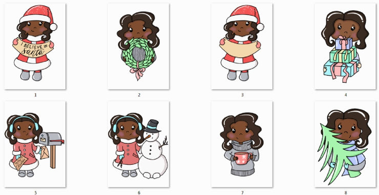 Cute Dark Skin Toned Girls Winter Season Clipart