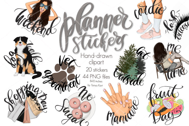 Planner Stickers Hand-Drawn Clipart
