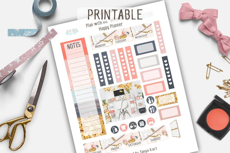 Plan with me Happy Planner Printable Weekly Stickers kit