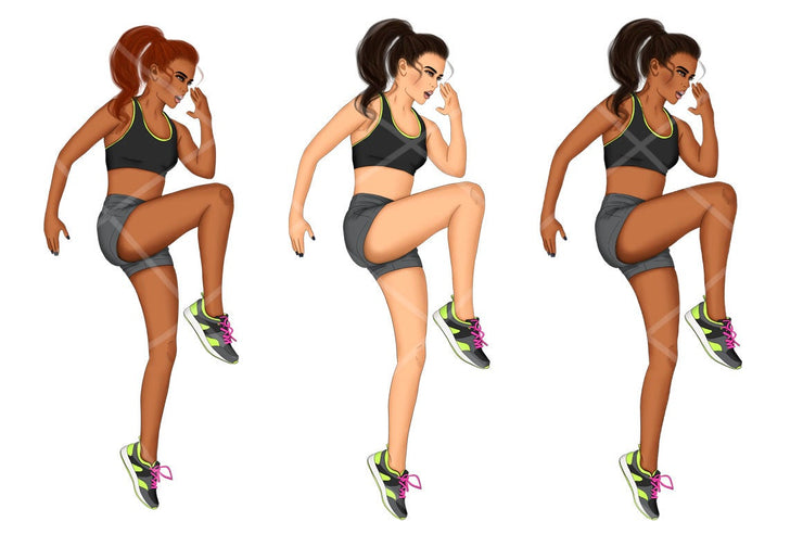 Fitness Illustration Cardio Girls