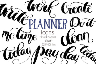 Hand Lettered Planner Icons