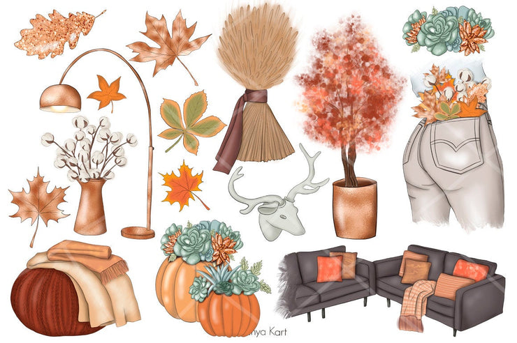 Cozy Season Autumn Hand-Drawn Clipart