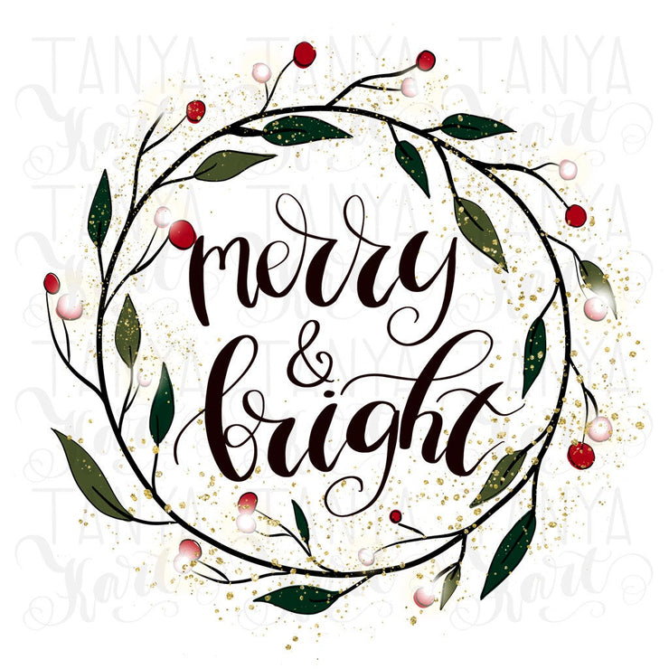 Merry And Bright Wreath Sublimation
