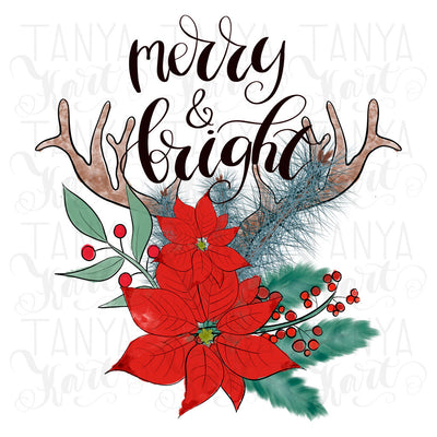 Merry And Bright Antler Sublimation
