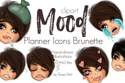 Mood Planner Icons Brunette
