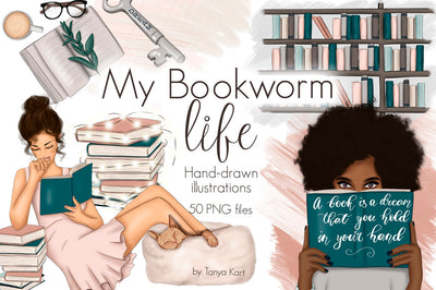My Bookworm Life Clipart