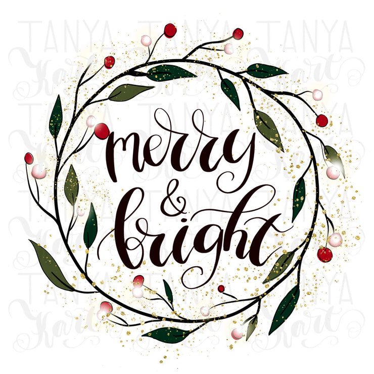 Merry And Bright Wreath Sublimation