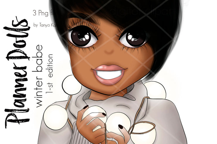 Planner Doll African American Winter Girl