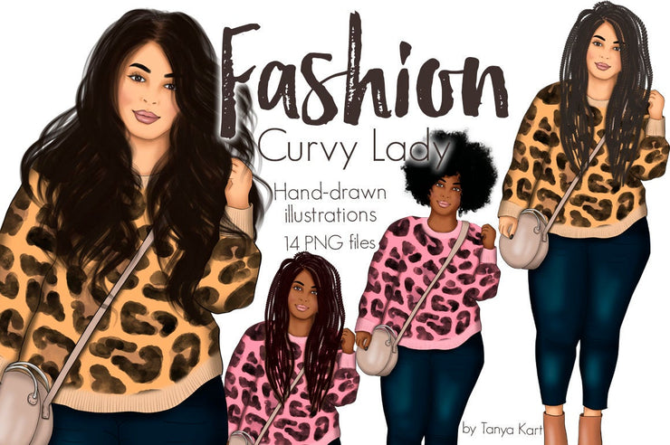 Fashion Curvy Lady Clipart