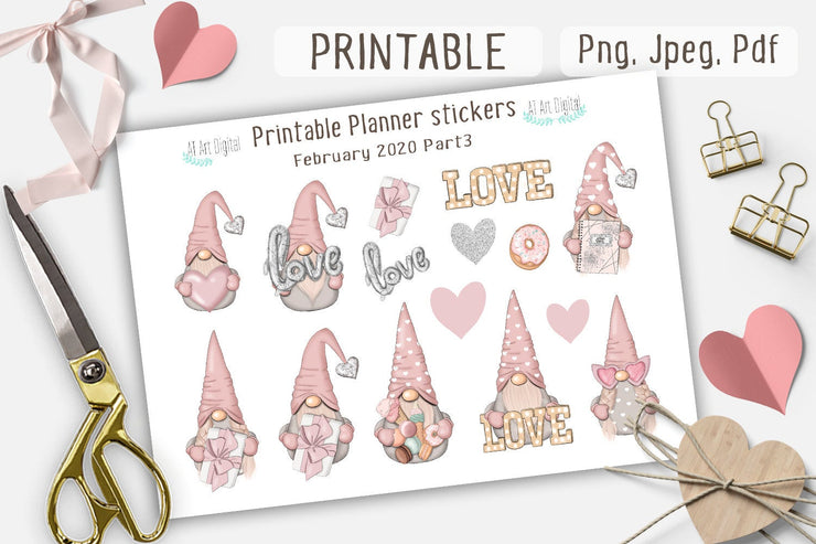 February Monthly Printable Planner Stickers