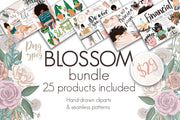 Blossom Bundle Clip Arts and Patterns