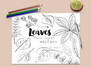 Leaves Vector-Digital Graphics-Doodle Clipart-Leaves Clip Art-Hand Drawn Leaves-Instant Download-Commercial Use-Autumn Leaves-Fall Leaves