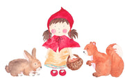 Watercolor Red Hiding Hood Clipart