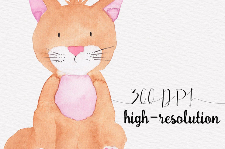 Cats And Dogs Watercolor Hand Painted Clipart