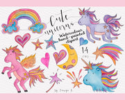 Unicorns Watercolor Clipart