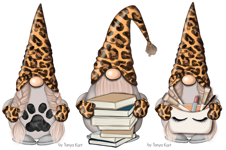 Leopard Gnomes Clip Art