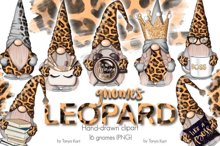 Leopard Gnomes Clip Art