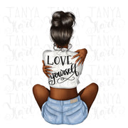 Love Yourself Png Sublimation Printing Afro Girl Power