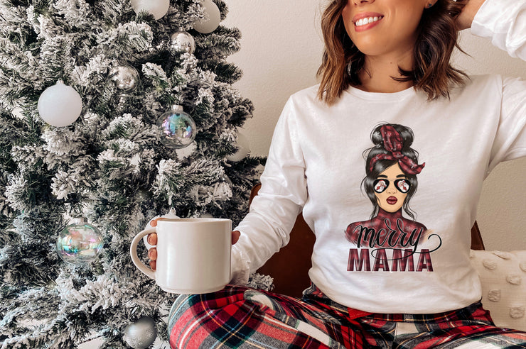 Merry Mama | Sublimation Design | Christmas PNG | Buffalo Plaids