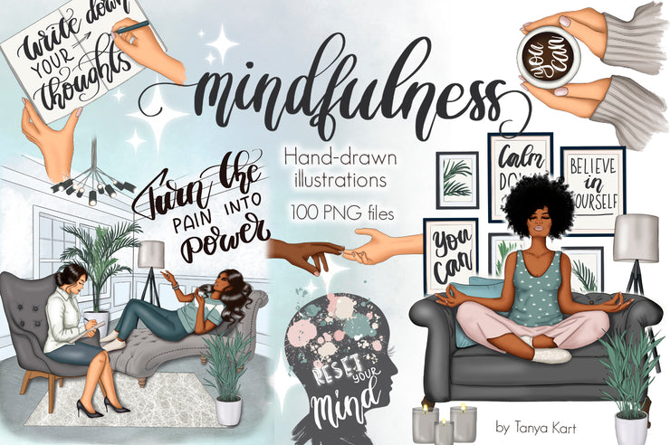 Mental Self Care, Erin Condren Stickers, Self Care Stickers, Mindfulness  Journey, African American, Printable Stickers, Yoga Stickers 