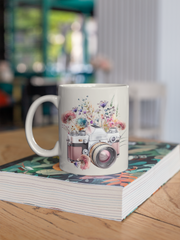 Camera Illustration With Wildflowers Vintage Design Png