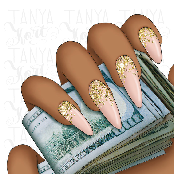 Money In The Hand | Illustration PNG | Afro Woman