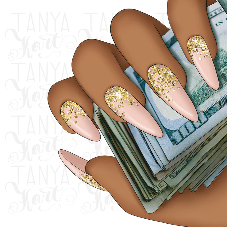 Money In The Hand | Illustration PNG | Afro Woman