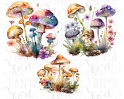 Mushrooms And Flowers Clipart