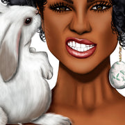 Afro Girl With Bunny Sublimation