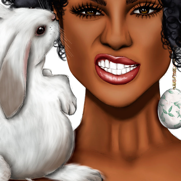 Afro Girl With Bunny Sublimation