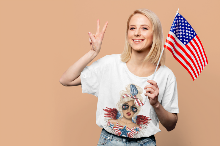 Messy Hair Bun Png | Blonde Girl Png | 4th Of July Png