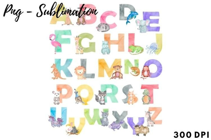 Watercolor Animal Alphabet Sublimation