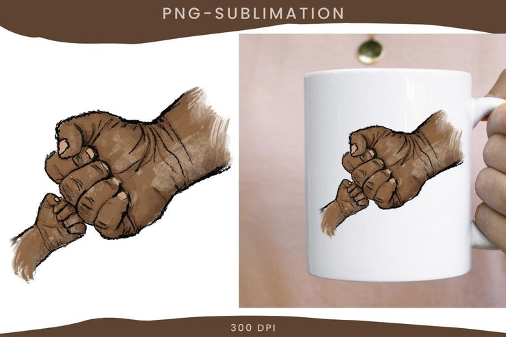 Father And Son Fists | African American | Sublimation Png