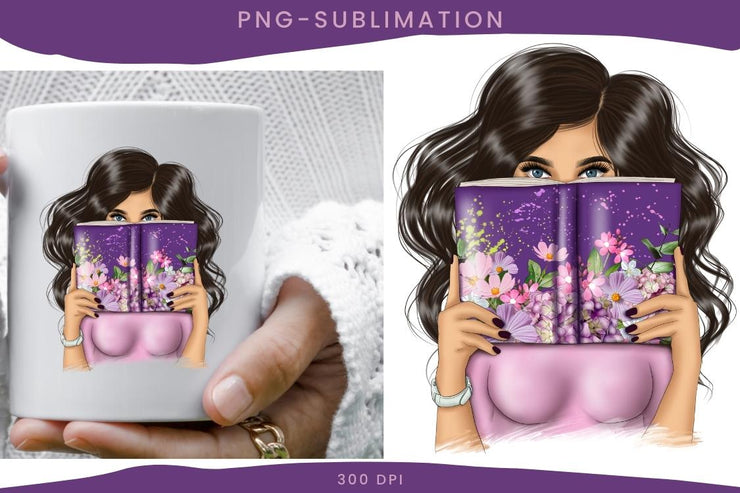 Girl Illustration | Floral Reading Design