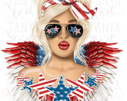 Messy Hair Bun Png | Blonde Girl Png | 4th Of July Png