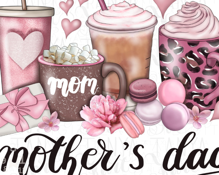 Mother Coffee Cups | Hand Drawn PNG Digital Download