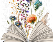 Book With Wildflower | Bookish Design | Reading Sublimation