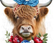 Highland Cow Png | 4Th Of July Png | Cow With Flowers Png