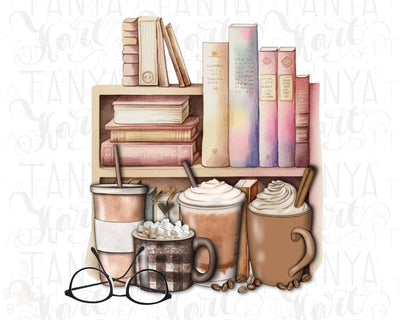 Coffee And Books Png | Vintage Design| Digital Download