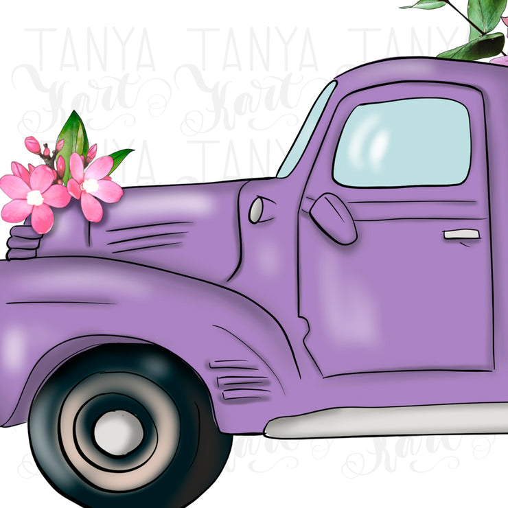 Sublimation Design | Purple Floral Truck