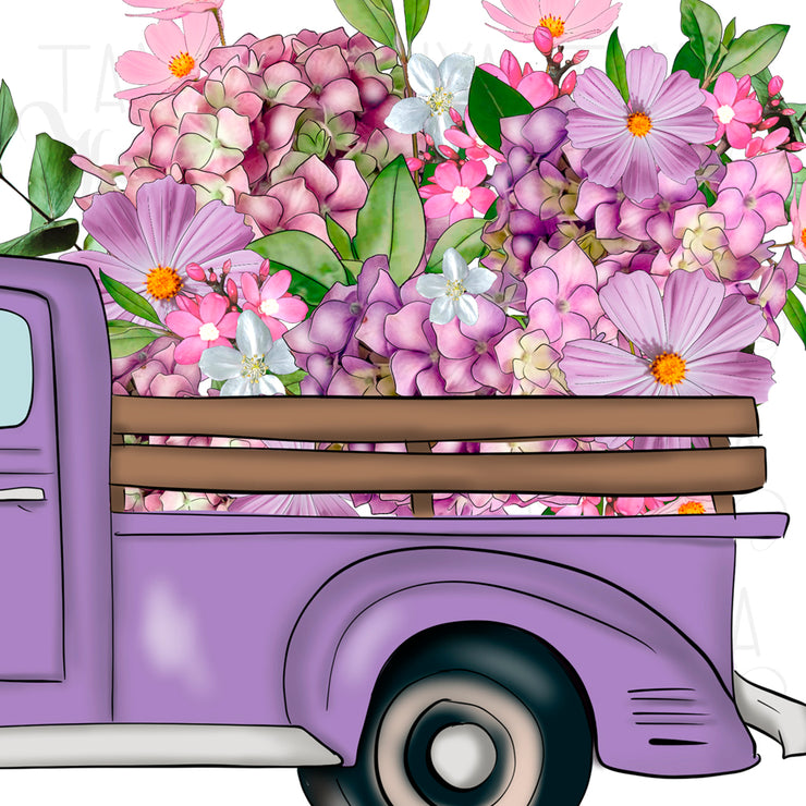 Sublimation Design | Purple Floral Truck